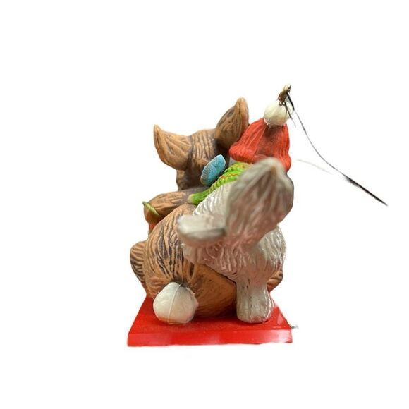 Vintage Hallmark Christmas Ornament 1979 The Downhill Run Squirrel Rabbit Sled - Picture 5 of 12